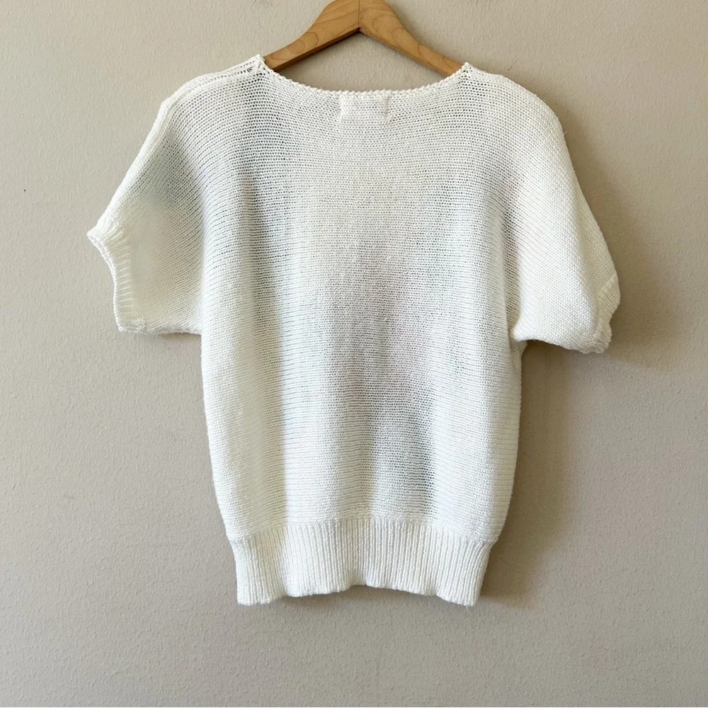 Vintage 80’s Jaclyn Smith White Floral Crew Neck Sweater - Picture 4 of 4